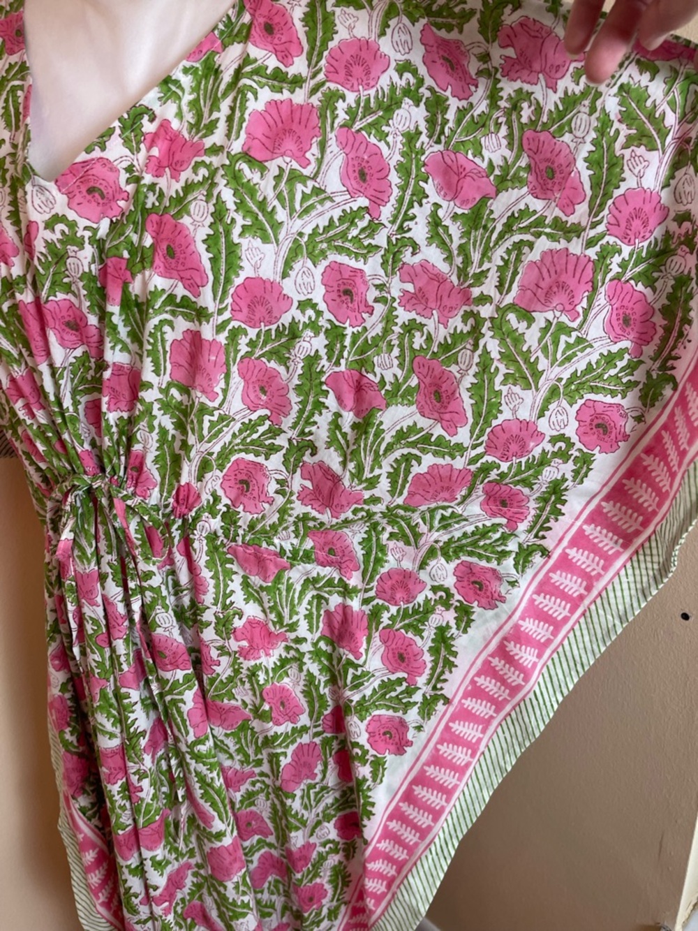 Boho Floral Caftan Maxi Dress Cotton Kaftan Resort Vacation Folk Print Artsy OS - Picture 12 of 14